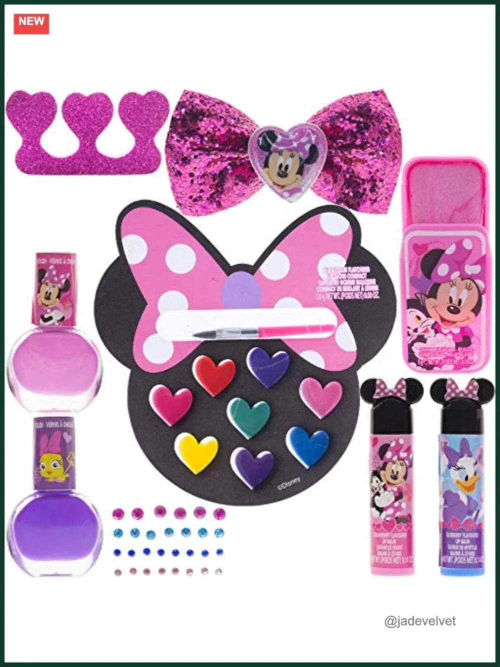 Disney Minnie Mouse Cosmetic Set Backpack with Lip Gloss, Nail Polish, Hair Bows